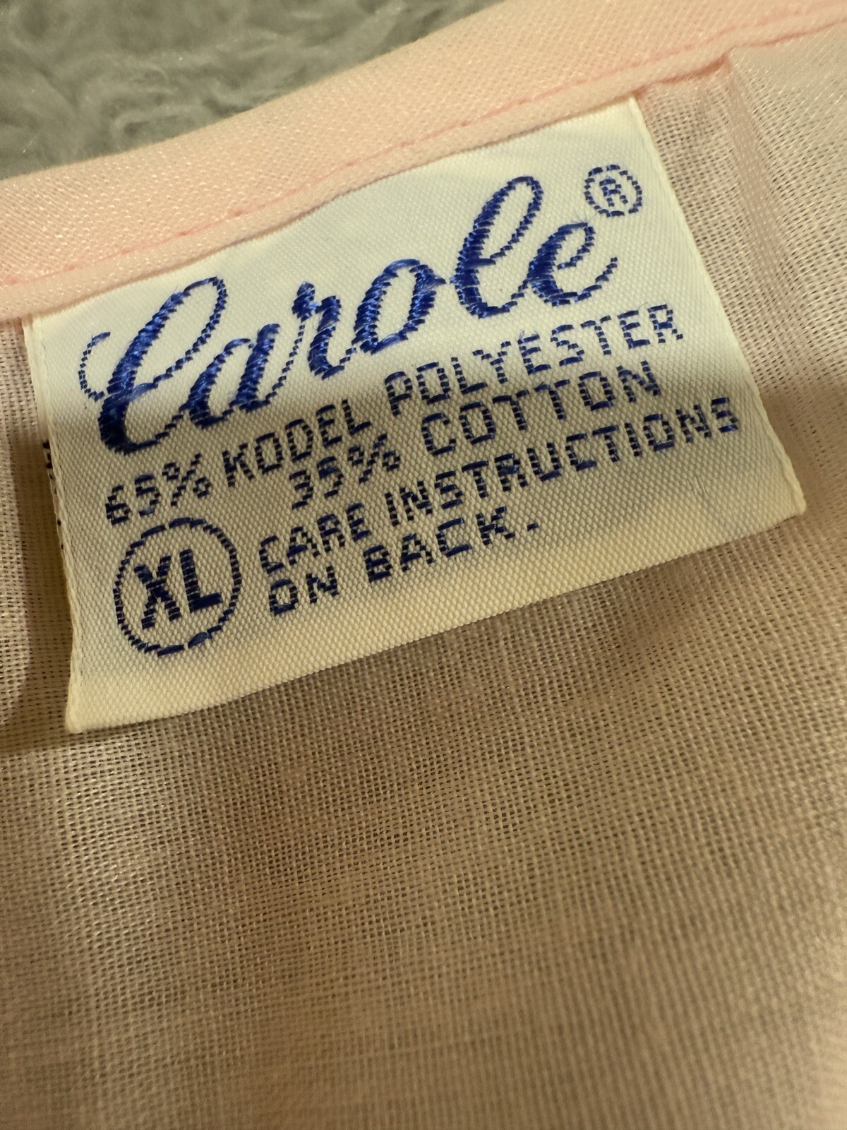 Vtg Carole Perm Press Kodel Poly Cotton Blend Pink Long Night Gown Sleepwear XL
