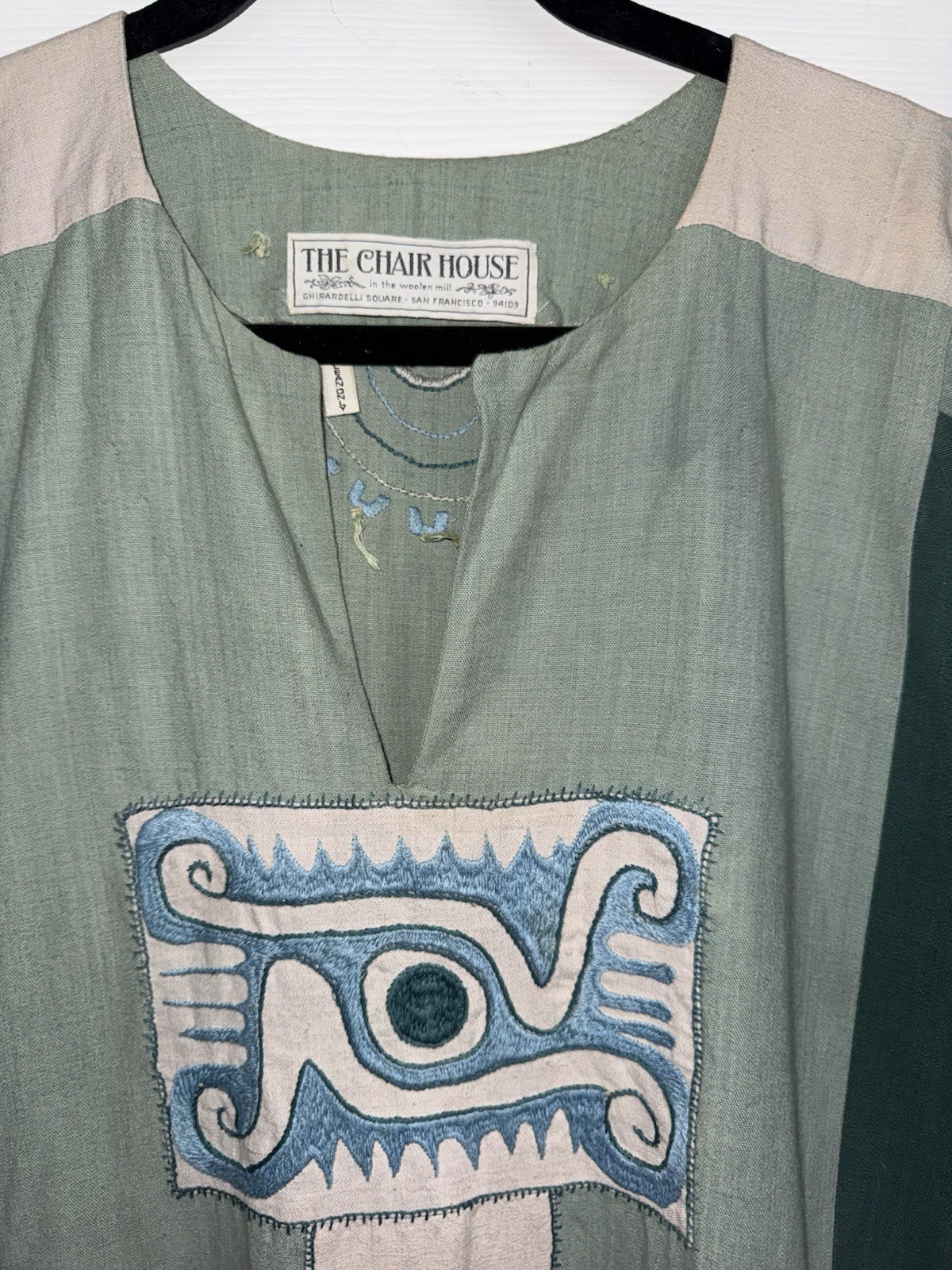 Vintage The Chair House Evil Eye Woolen Mill Ghirardelli Square Kaftan Dress VTG