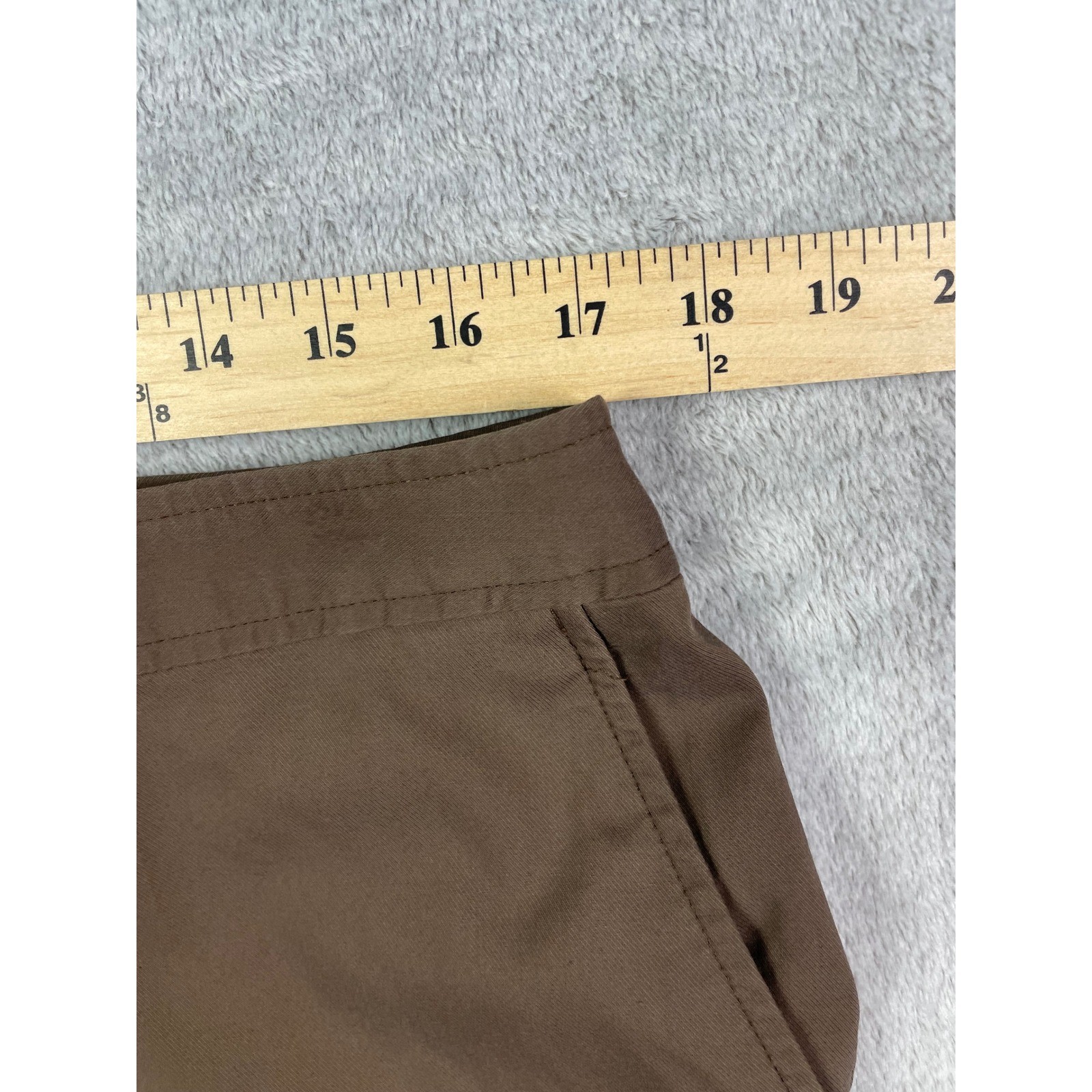 TALBOTS Heritage Ankle Pants 14P Petites Brown Cotton Blend Stretch Work Flaw