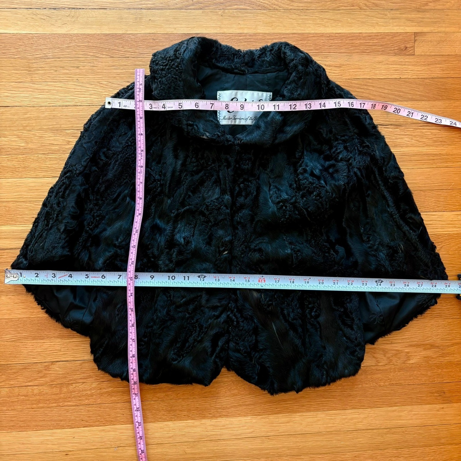 Eilers Vintage 1950s Black Persian Lamb Fur Capelet Portrait Collar Karakul Cape