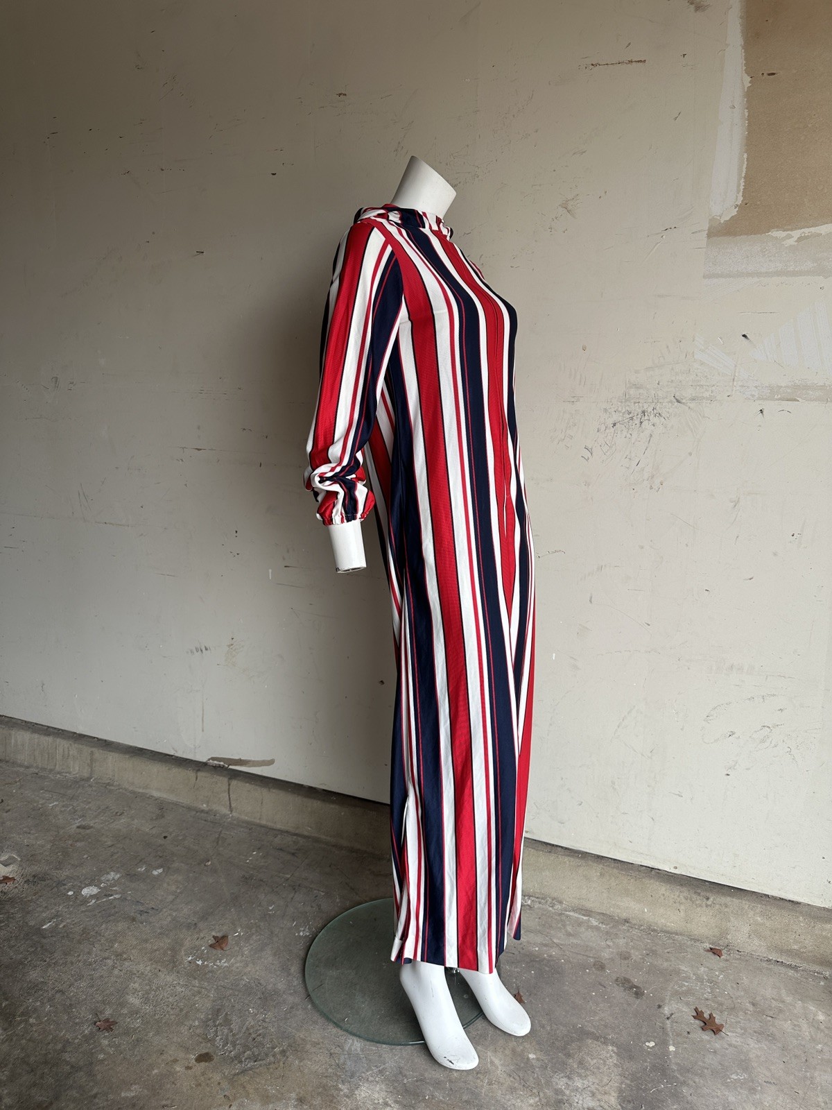 Vintage 60s 70s Striped Hooded Caftan Mod Boho Groovy