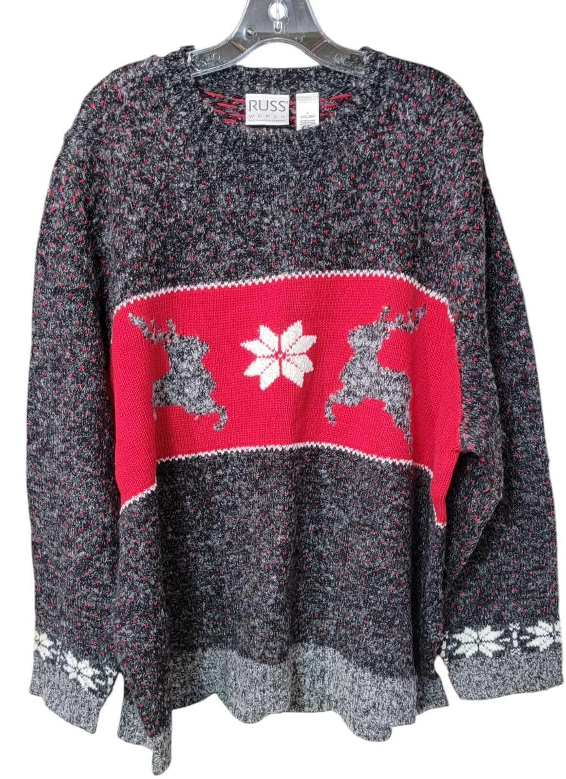 Vintage RUSS LIZ CLAIBORNE Woman&rsquo;s HOLIDAY REINDEER Sweater SIZE 26W-28W