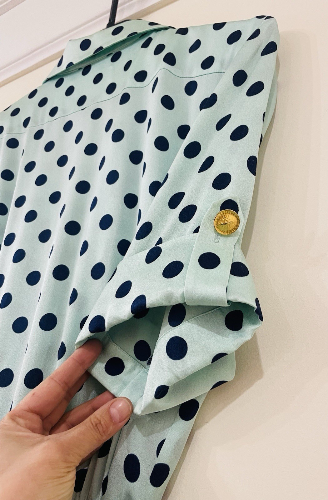Vintage Escada by Margaretha Ley Silk Dress Polka Dot Pattern Made in Italy