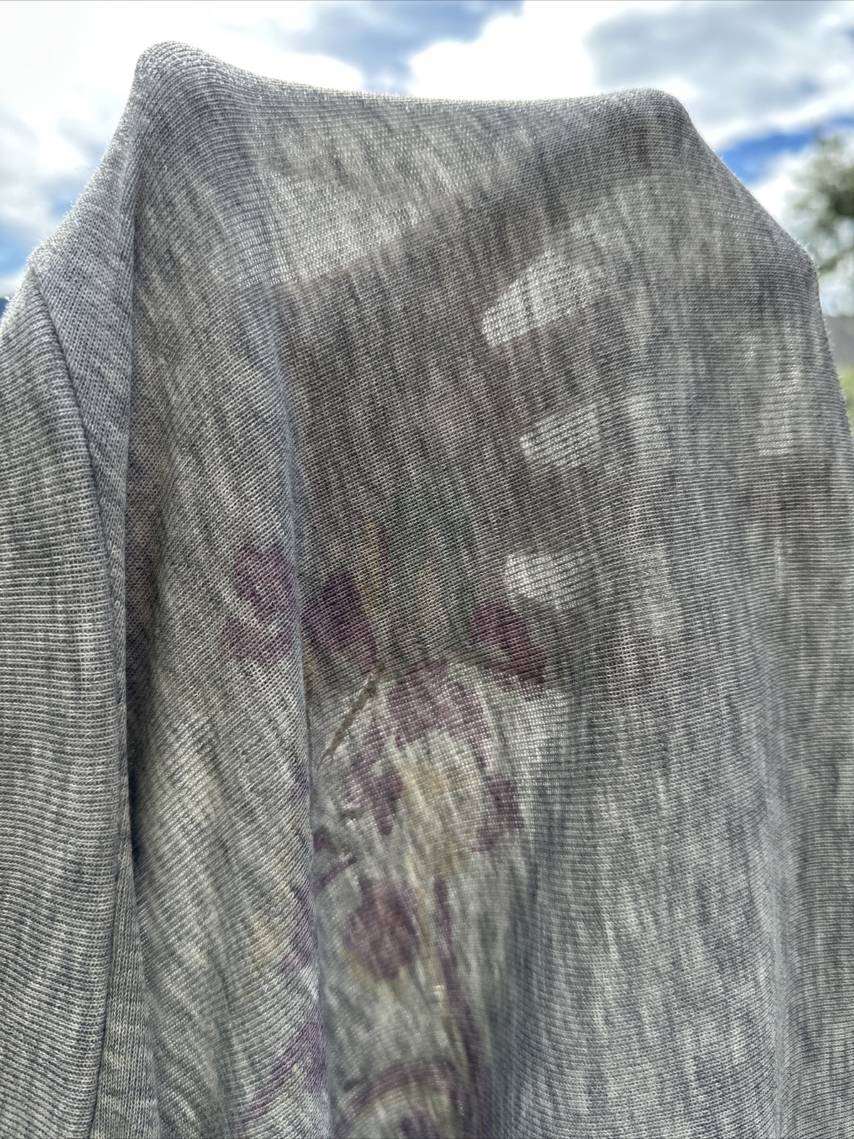 VTG 80s Pullover Lightweight Shirt Gray XL Painted Flowers T-Shirt Sweatshirt