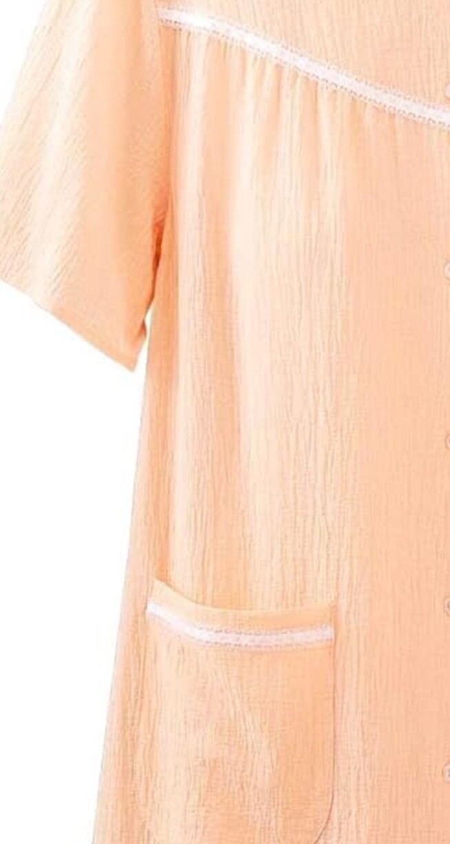 Vintage Nightgown Peach Mumu 2XL House Coat Grandma Chic