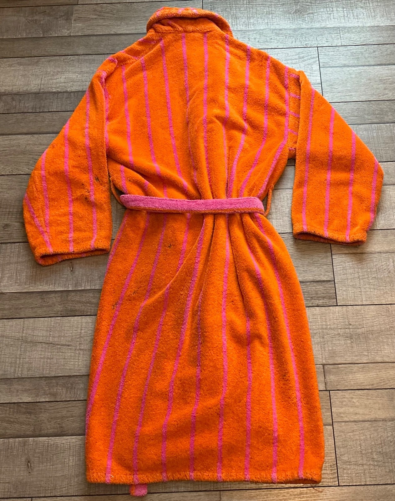 Emanuel Ungaro Paris Terry Cloth Orange Robe w/ belt Sz Medium