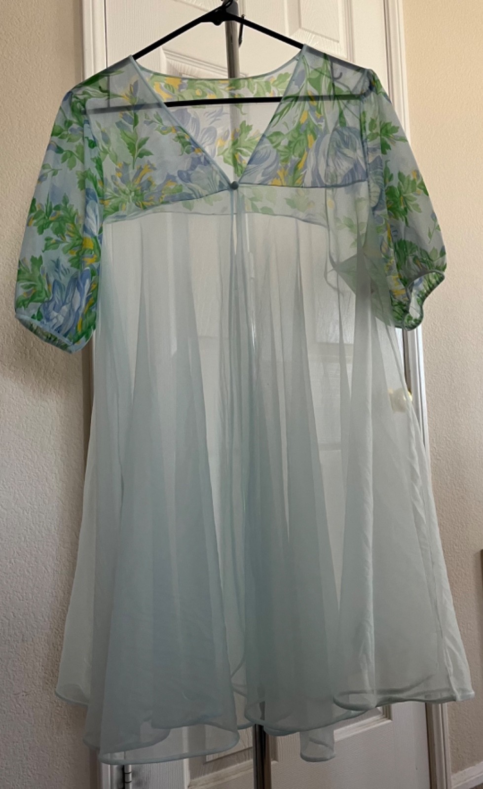 Vintage Robe in Sexy See Through Nylon and 1 Cigarette Burn For Authenticity