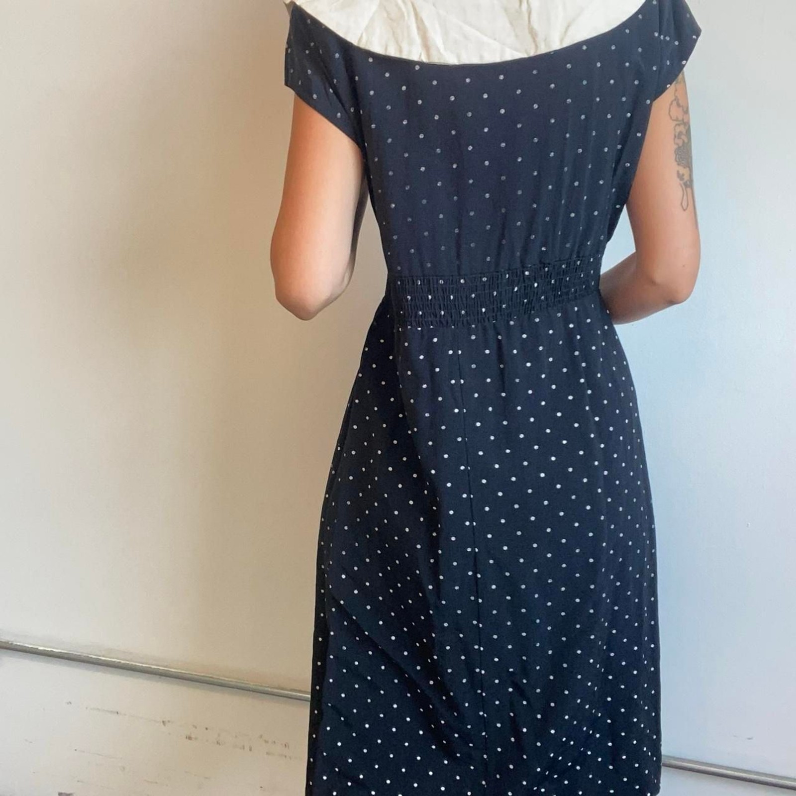 1980s does 1950s polka dot rayon blend dress