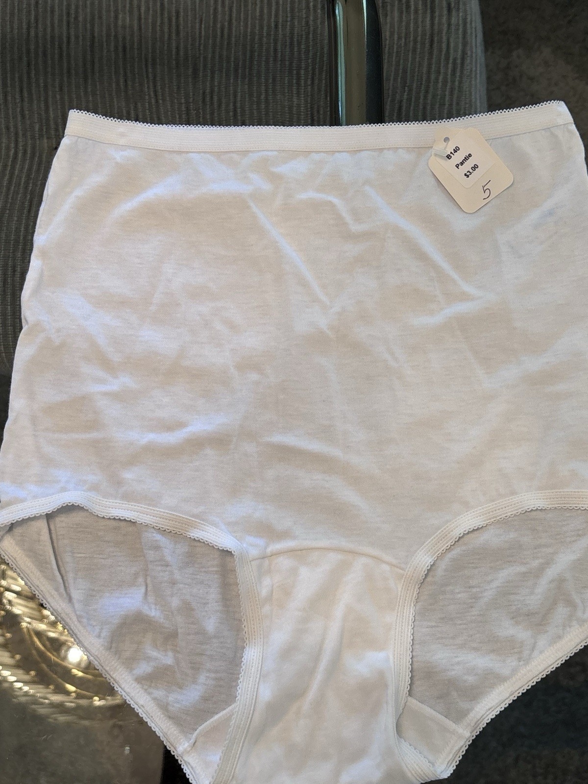VTG Lollipop Granny Panties White Cotton Size 5 NOS