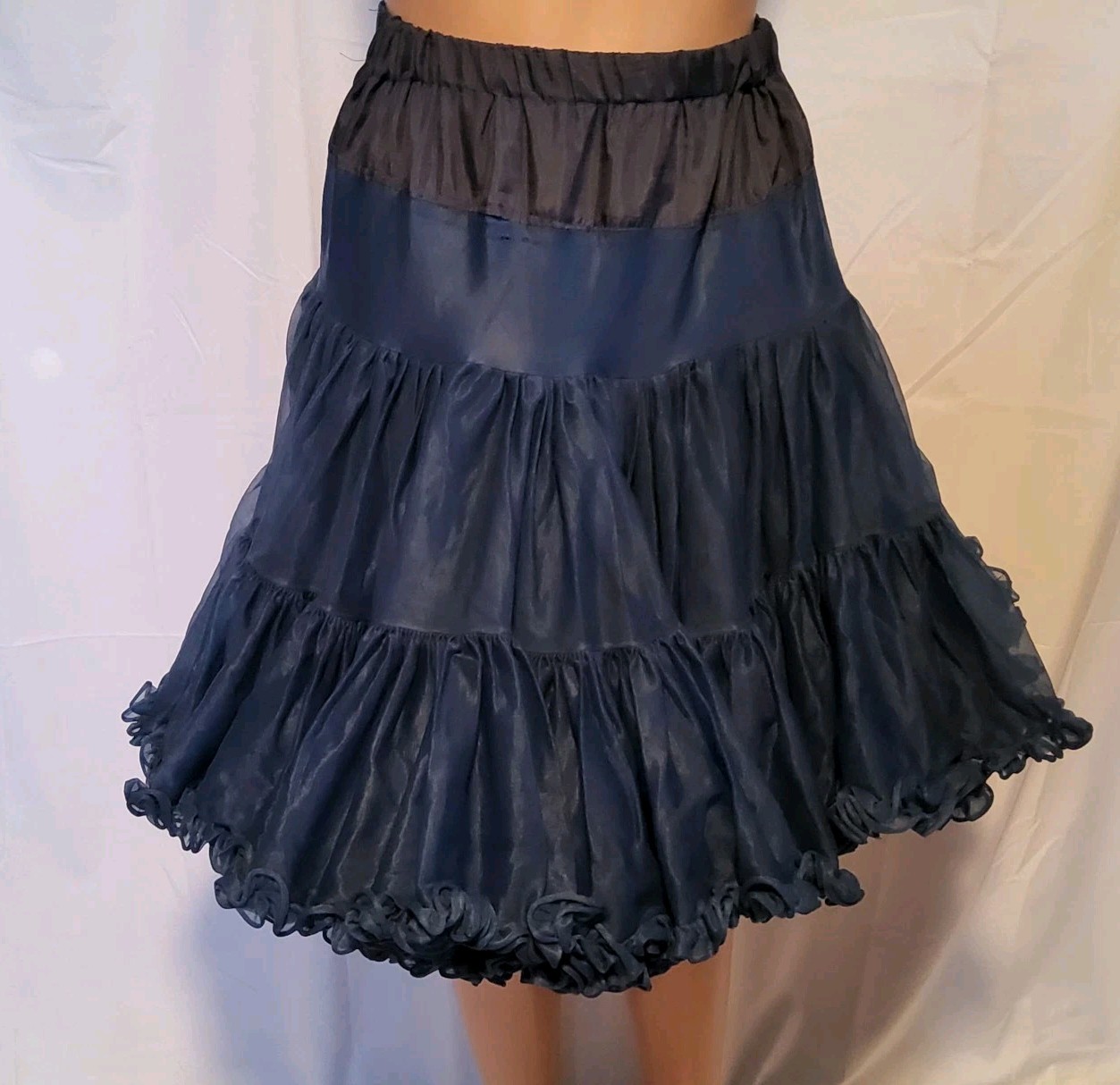 Vtg 20.5” Square Dance Rockabilly Petticoat Navy Blue Md. 26-34&Prime;W Pettipants