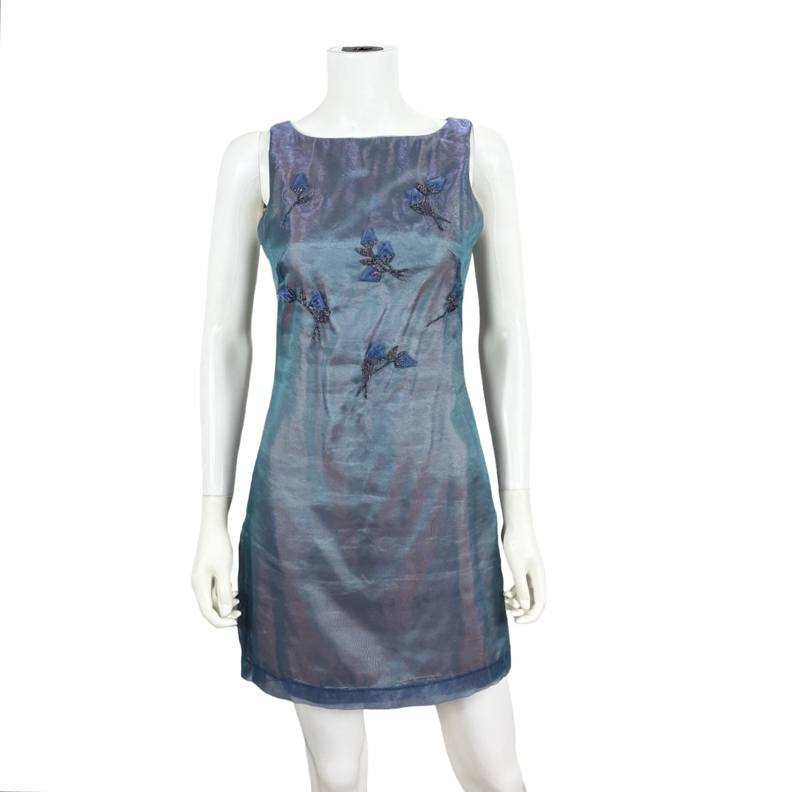 City Triangles Women&rsquo;s VTG 90s Blue Iridescent Dress Fairy Grunge Prom 5