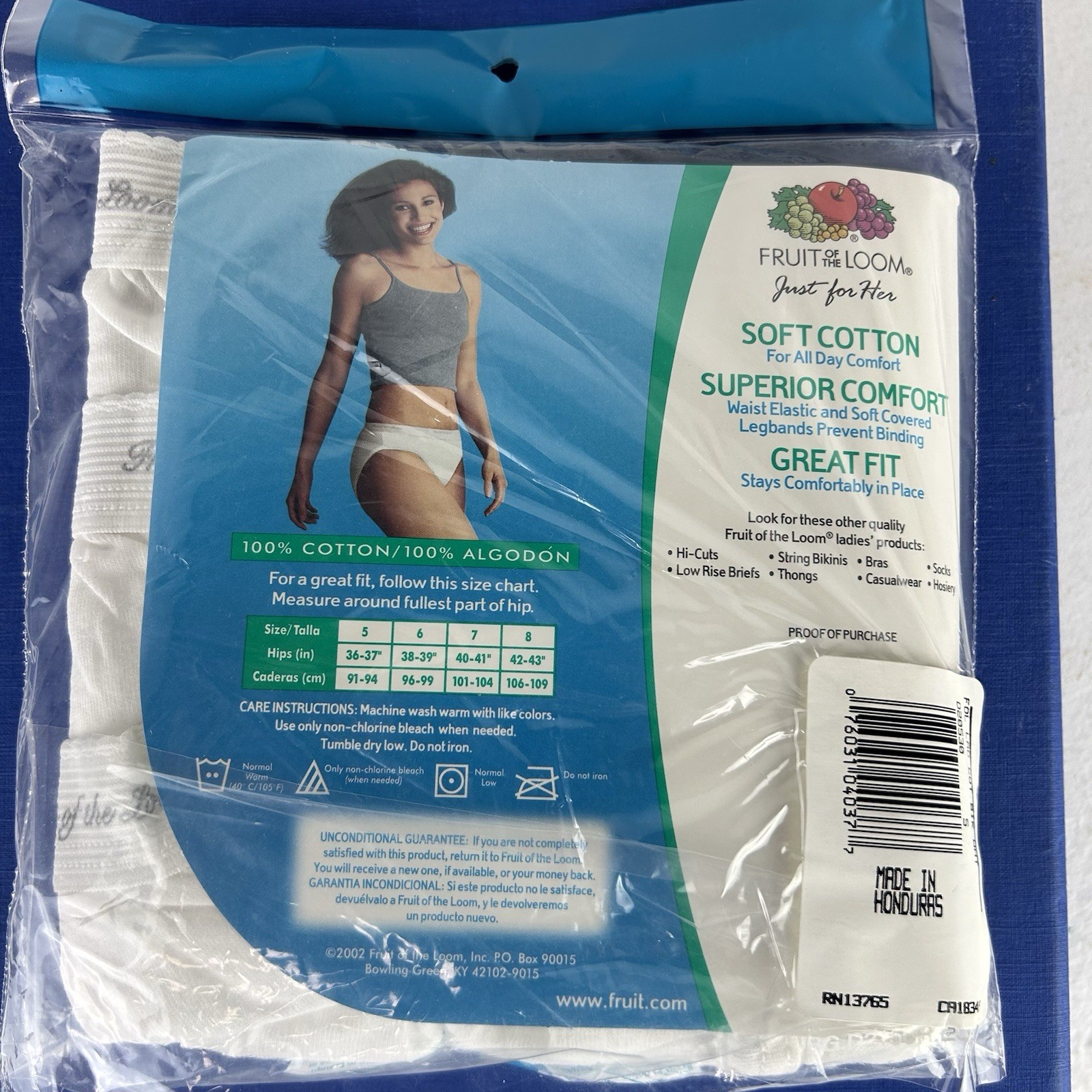 NOS Vintage Y2K Fruit Of The Loom Bikini Panties Underwear Sz 5 Cotton 3-pack