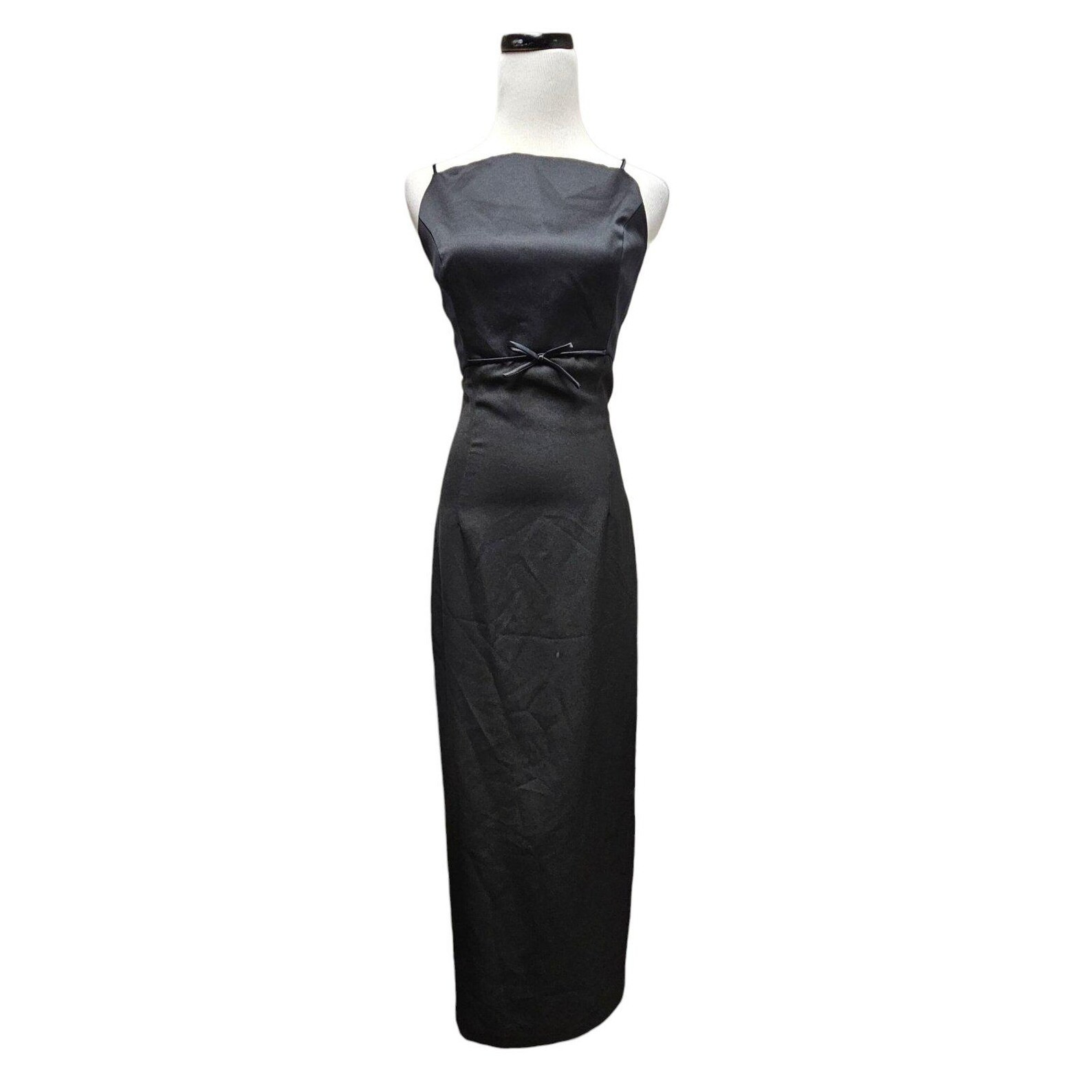 1990s Jim Hjelm Occasions black spaghetti long dress . size 4 . Made in USA