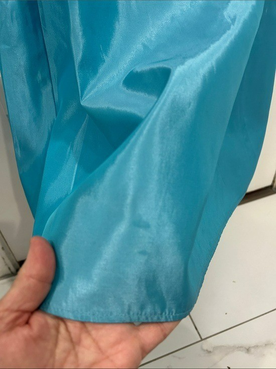 Vintage Jessica McClintock for Gunne Sax Strapless Aqua Iridescent Maxi Gown 5/6