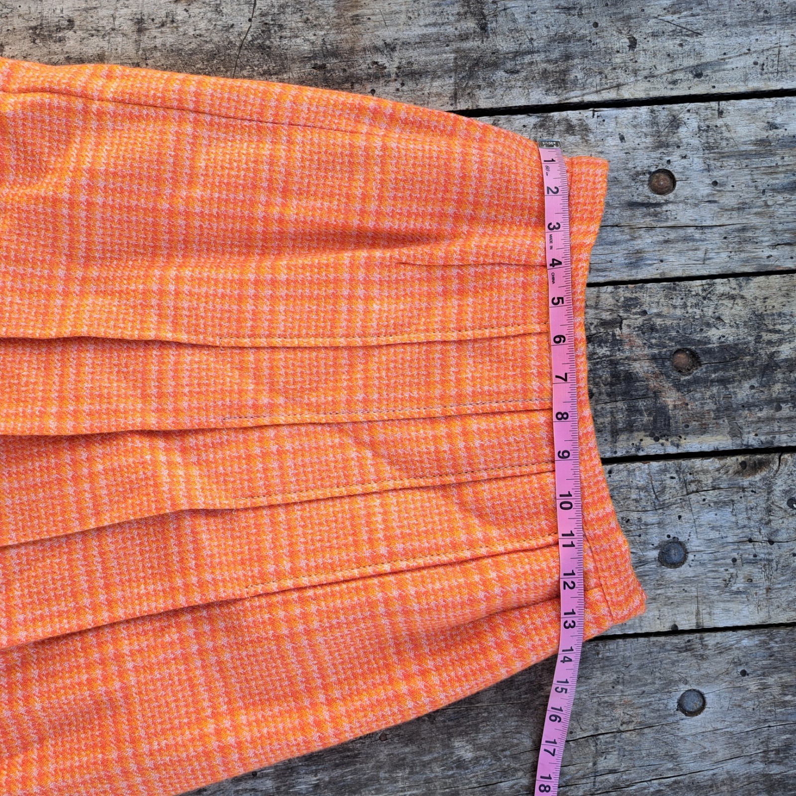 Vintage Wool Pleated Orange Preppy School Girl Skirt Size 0/2 XS 1950&rsquo;s 60&rsquo;s