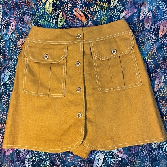 Vintage 1970’s White Stag Made In The USA Brown Canvas Skort Size Small 26
