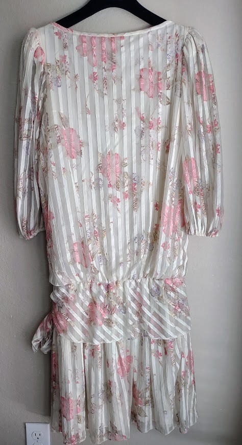 Vintage 1985 Drop Waist Party Formal Flapper 1920&rsquo;s Style Tea Dress Size 9/10