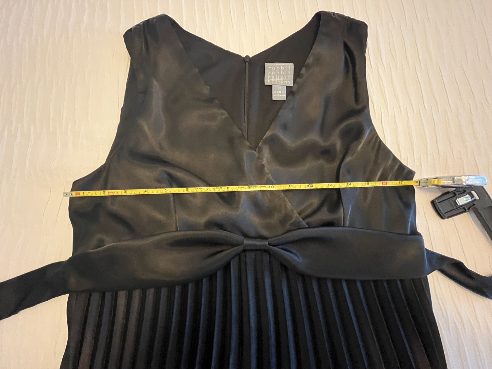 Vintage 90’s Rabbit Rabbit Rabbit Design Black Pleated Sexy Lined Dress Size 12