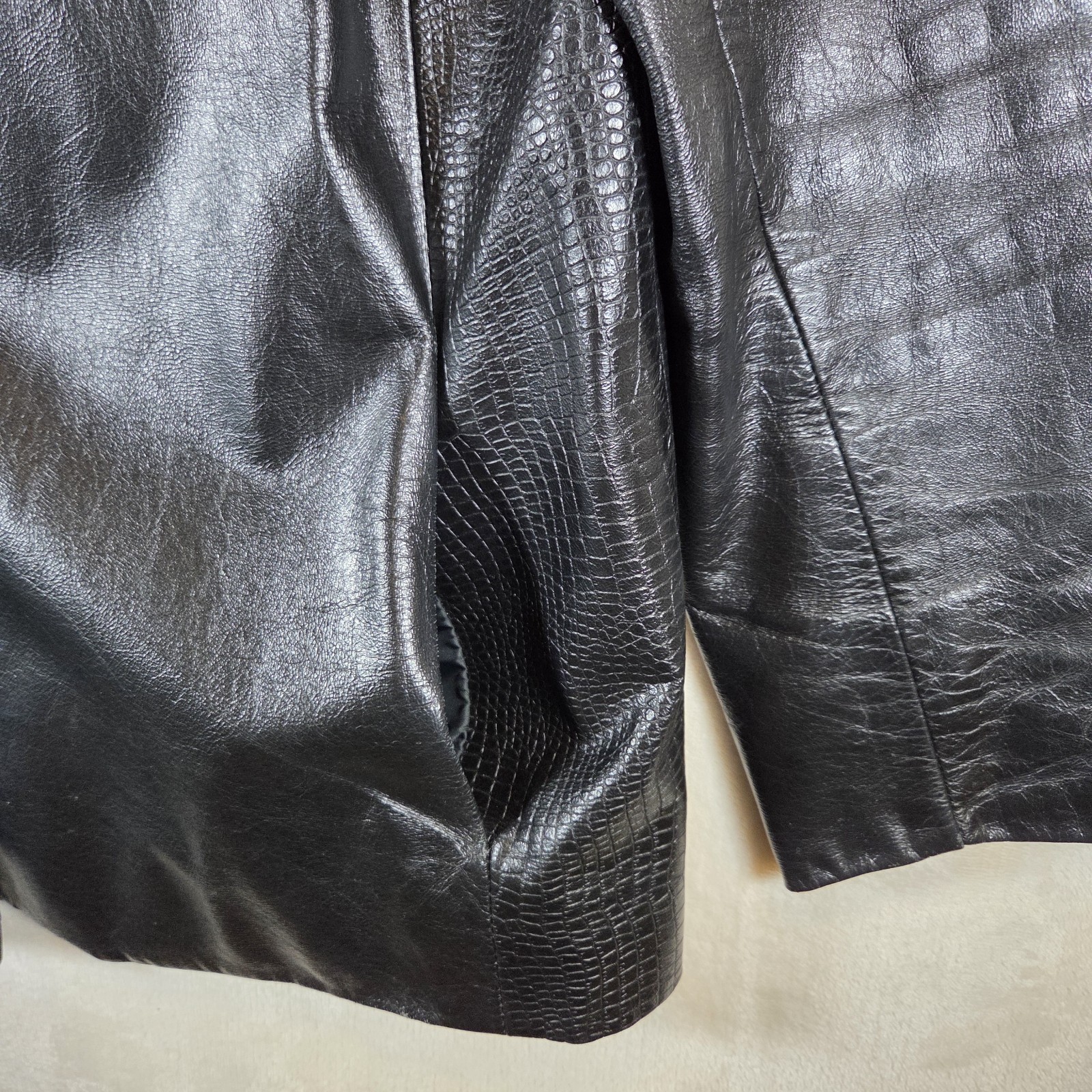 Wilsons 80s Black Leather Jacket Blazer Women’s Vintage Snakeskin Accent