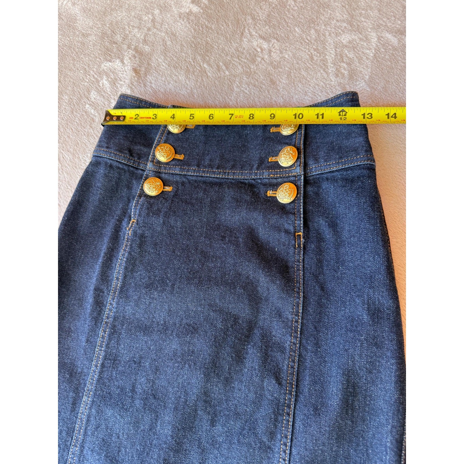 Vintage 2000s Ralph Lauren Denim Jacket & Skirt Set Gold Button Suit Petite
