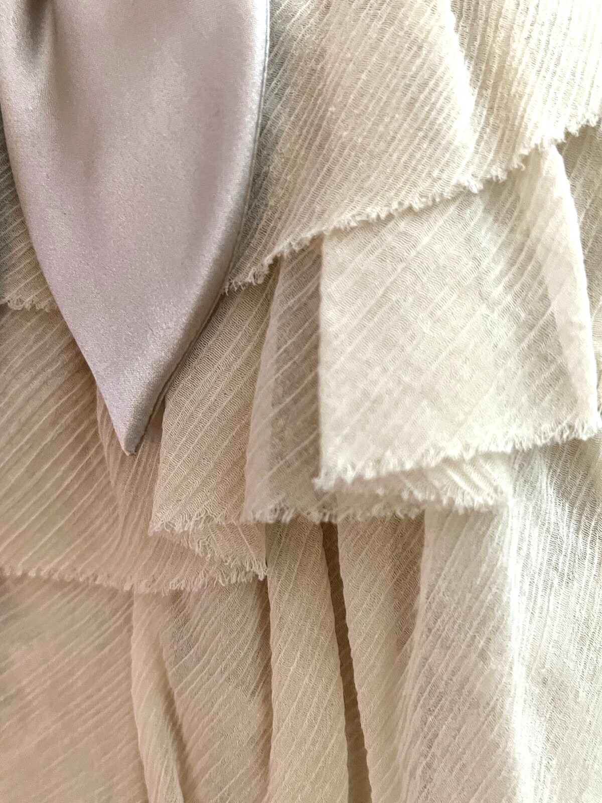 NWT Betsey Johnson Collection 2 Tea Dress Ivory Raw Silk Cotton Ruffles Tulle
