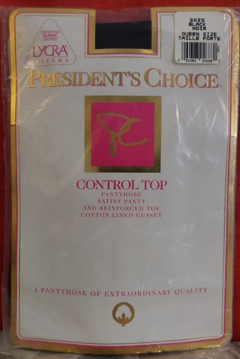 Vintage Pantyhose President&rsquo;s Choice Control Top Color Black Queen Size BOTW1