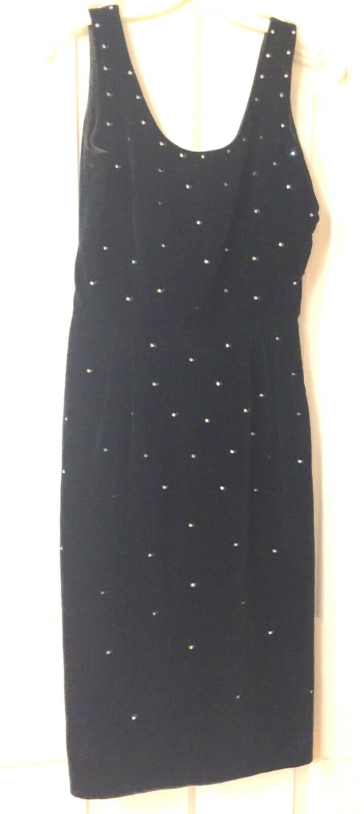 VLV ROCKABILLY JERRY GILDEN « SPECTATOR » BLACK VELVET DRESS WITH RHINESTONES