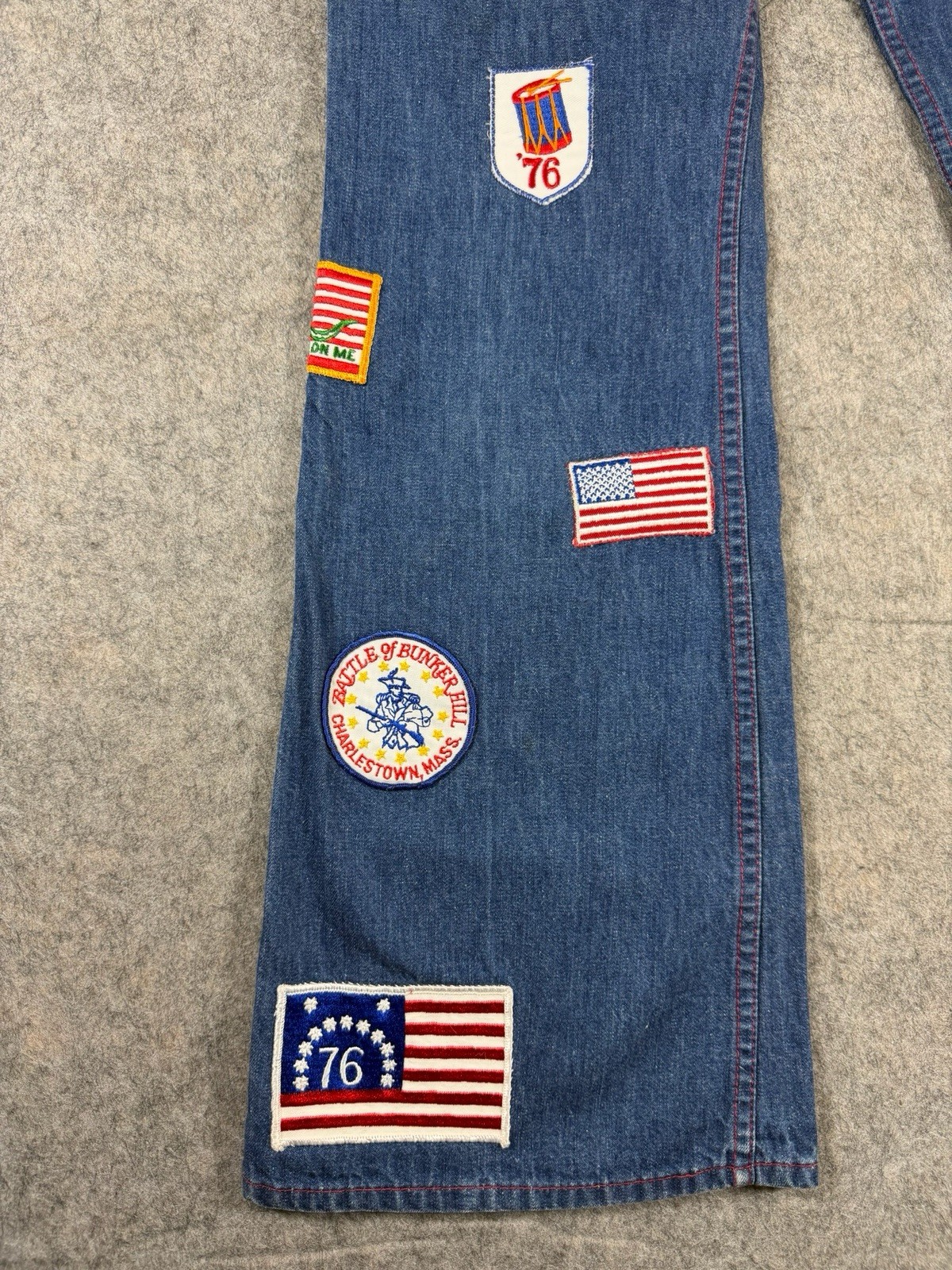 Vintage 70s Wrangler Buckle back Patchwork Jeans Rare USA Patches Size 27×30