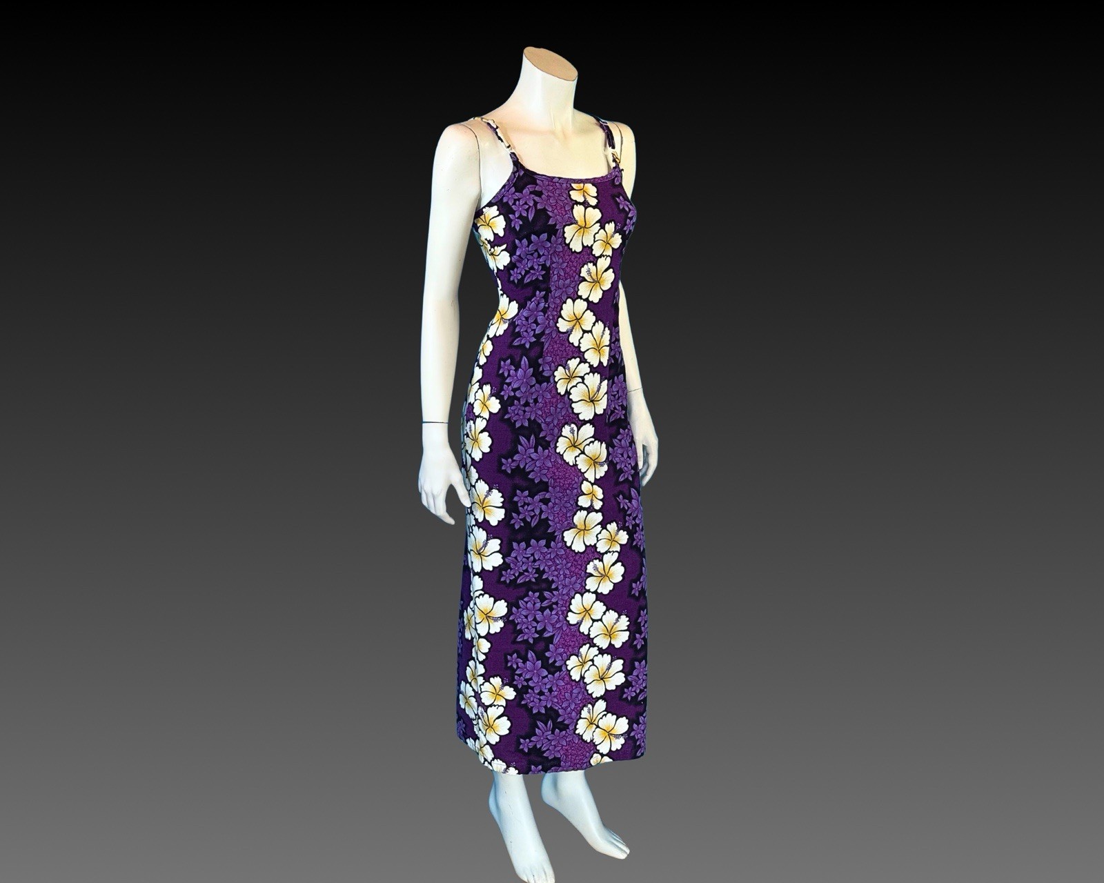 90s Hilo Hattie Hawaiian Purple Slip Dress | XS S