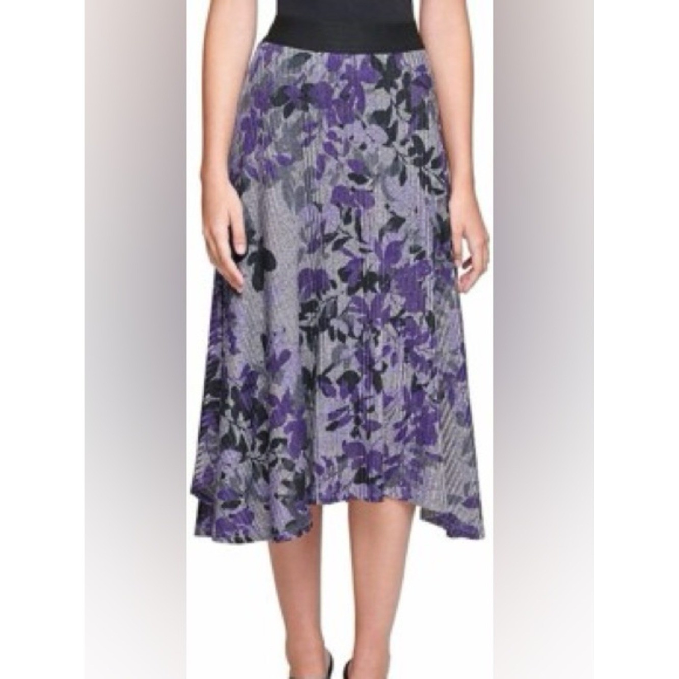 Purple plus size 3X asymmetrical stretchy floral grunge romantic goth mystic
