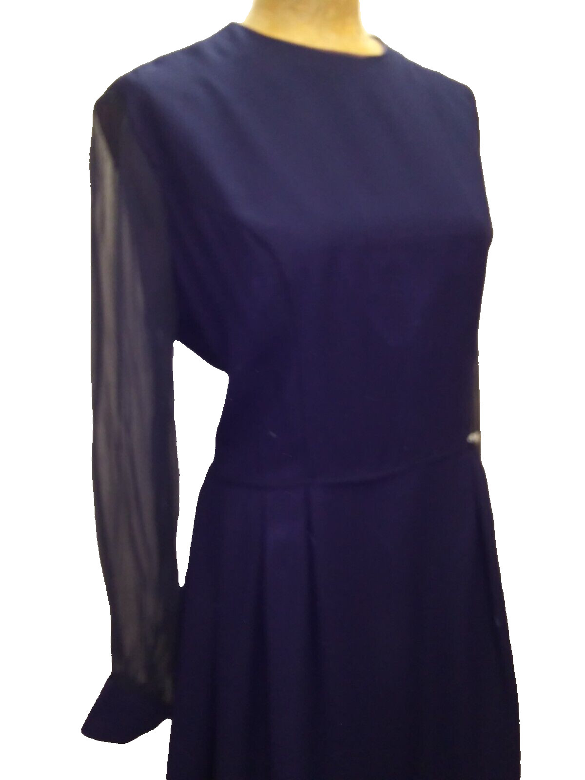 1960&rsquo;s Dark Blue Rayon Chiffon Evening Party Dress The Globe Size Large NWT