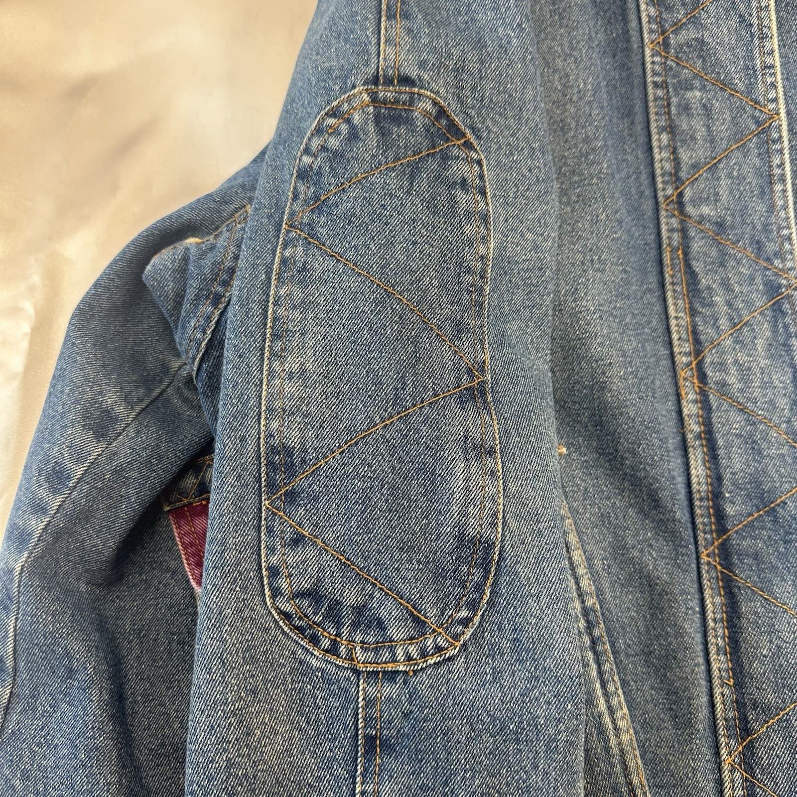 Vintage Reversible Denim Long Jacket With Grey Sweatshirt Interior Size 22 Wide