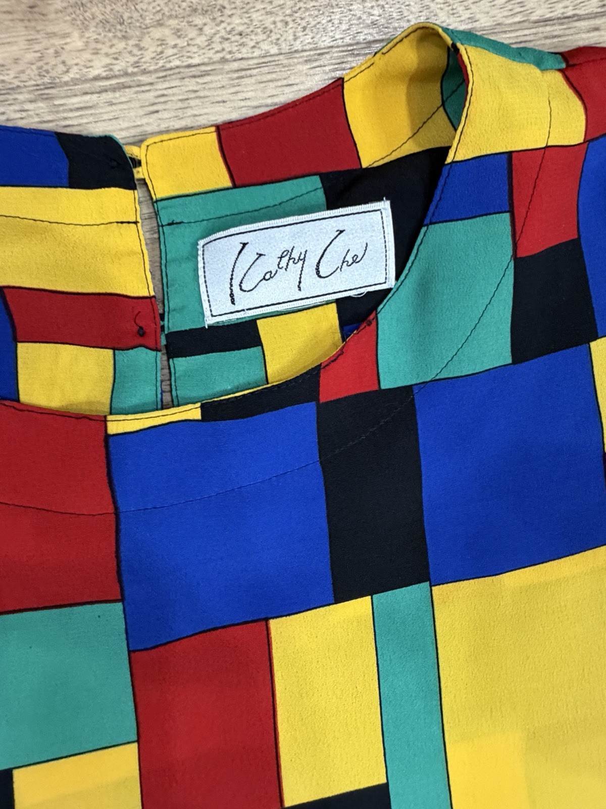 Vintage Kathy Che Geometric Print Blouse 90s Artsy Top