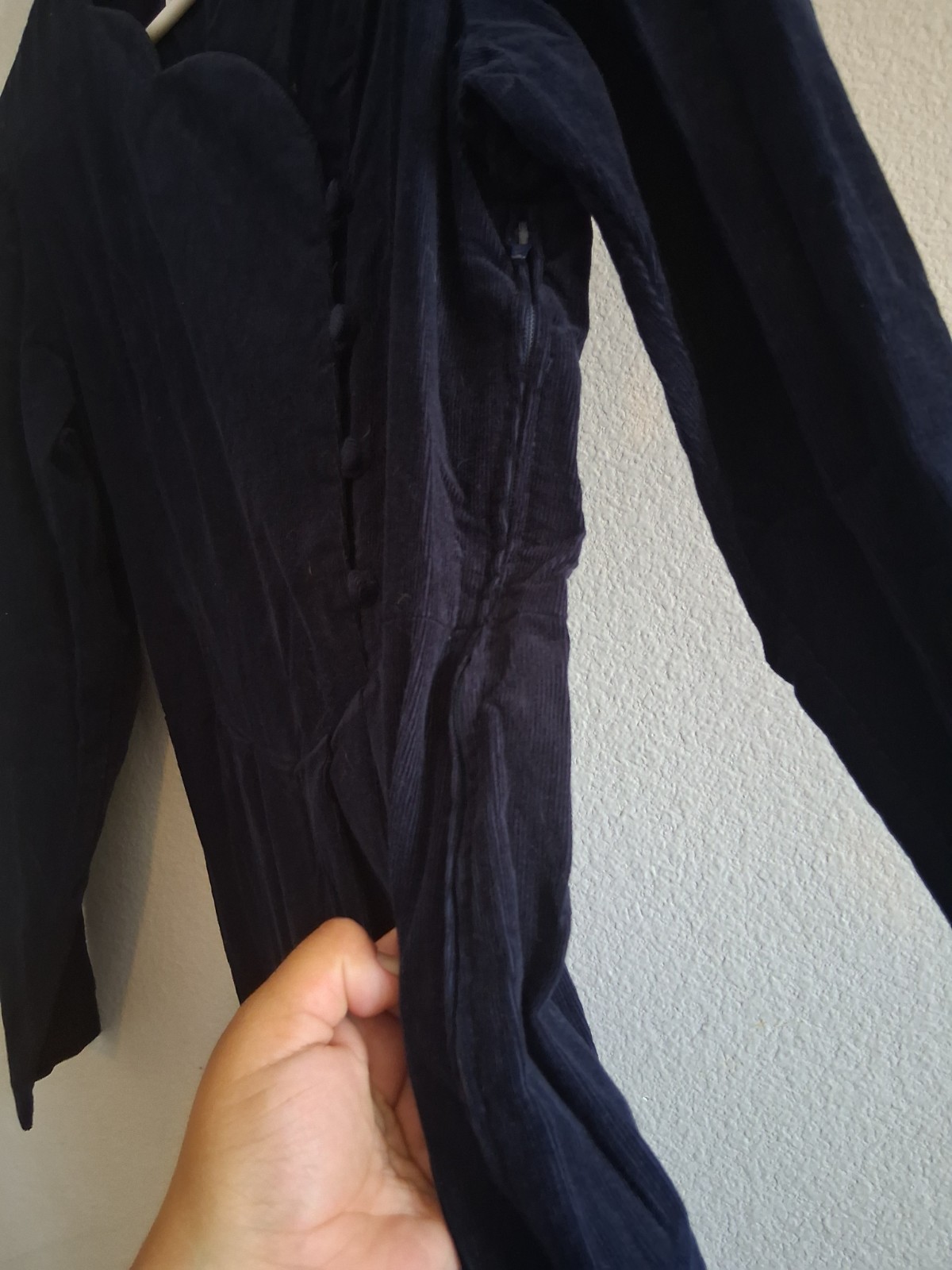 Vintage Laura Ashley Long Dark Blue Corduroy Dress Great Britain US 10