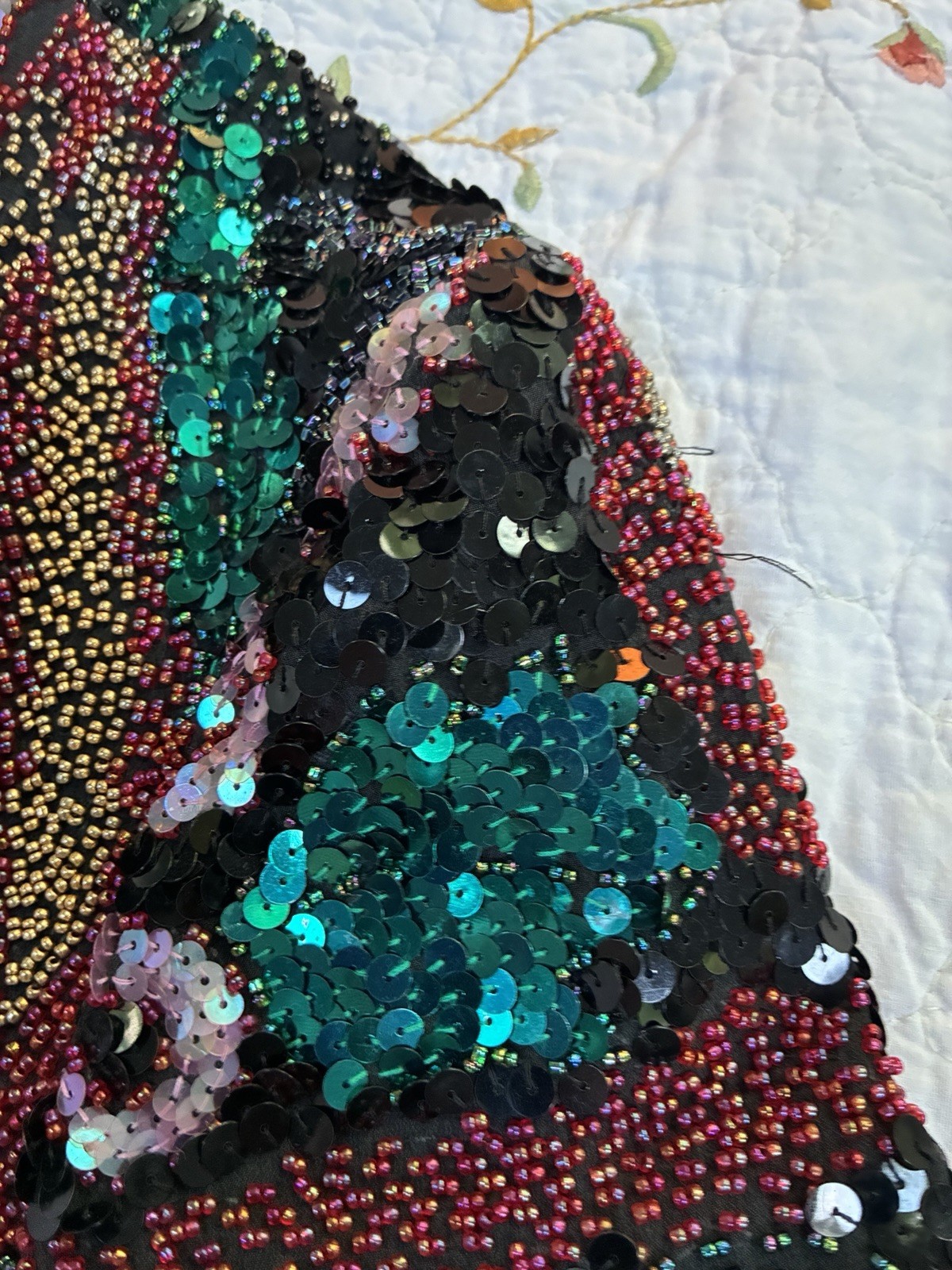 Vntg ‘80s A.J. Bari Silk Beaded Sequin Cropped Bolero Jacket S MFormal Cocktail