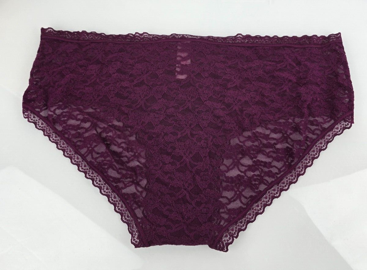 No Boundaries Sheer Stretch Lace Hipster Panties Burgundy Plus 10 3X XXXL