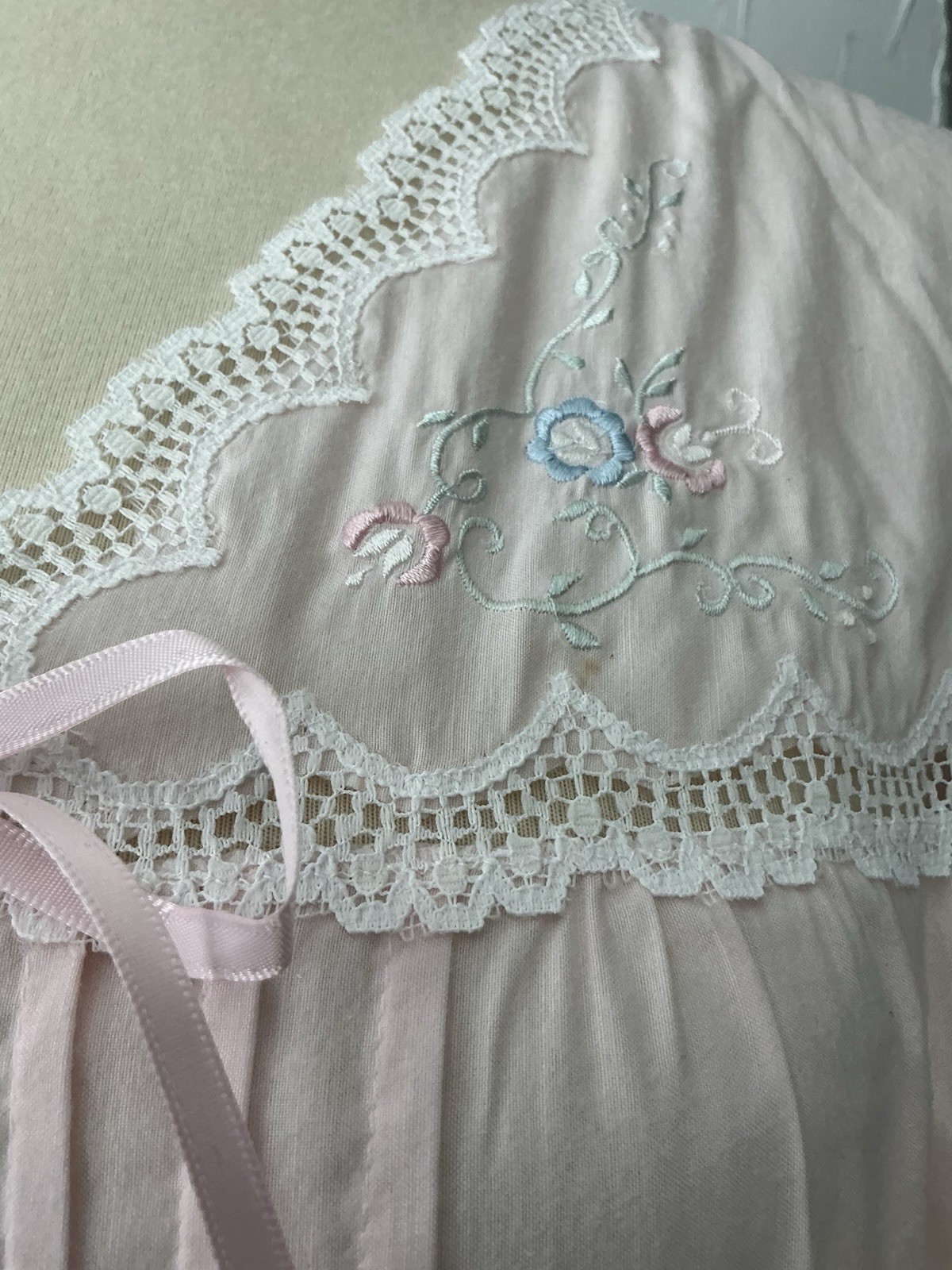 Barbizon Nightgown Medium Pink Authentic Vintage USA Long Lace, Tags Still On