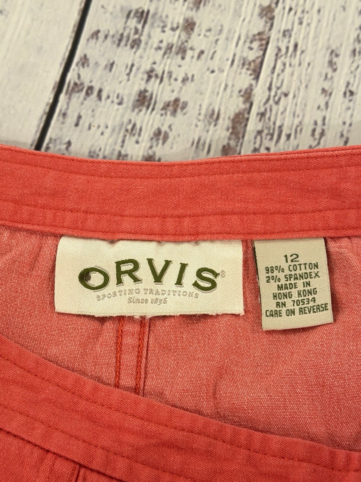 Vintage Orvis Women&rsquo;s 12 Coral Button Up Academia Skirt Made In Honk Kong Cotton