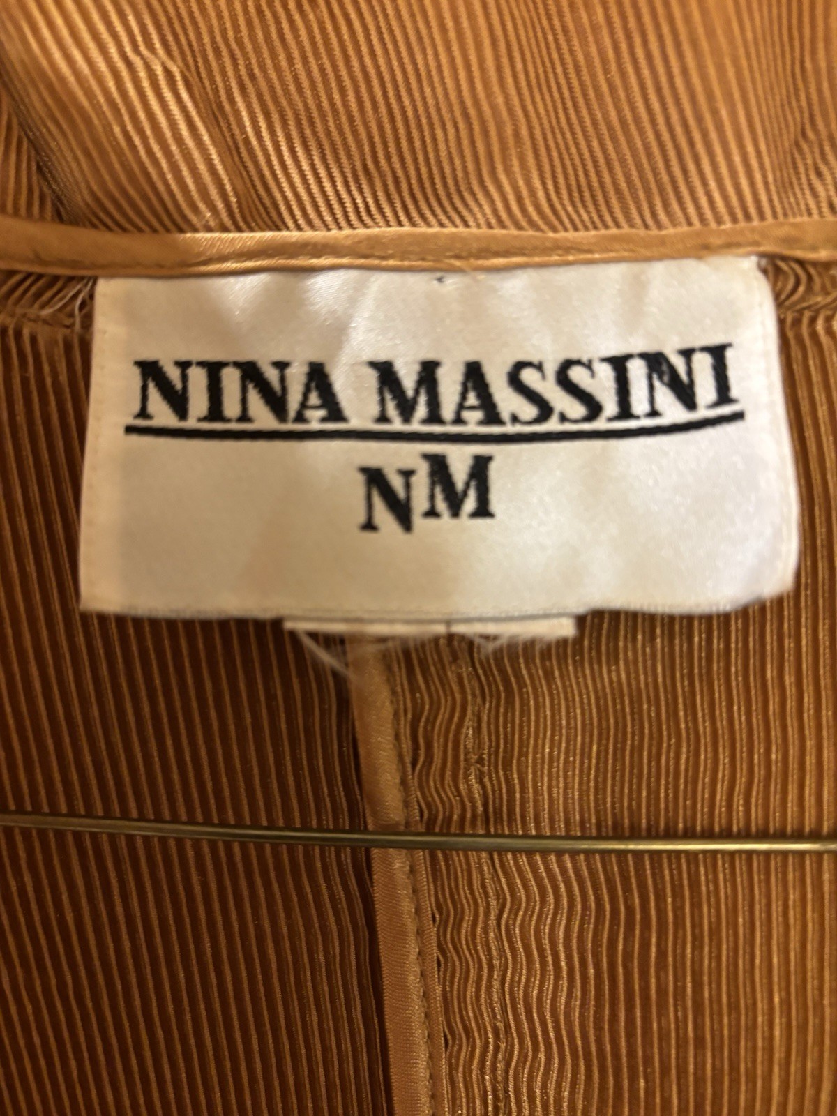 VINTAGE NINA MASSINI Gold Copper Pisse Ruffled Jacket Formal Wear XL