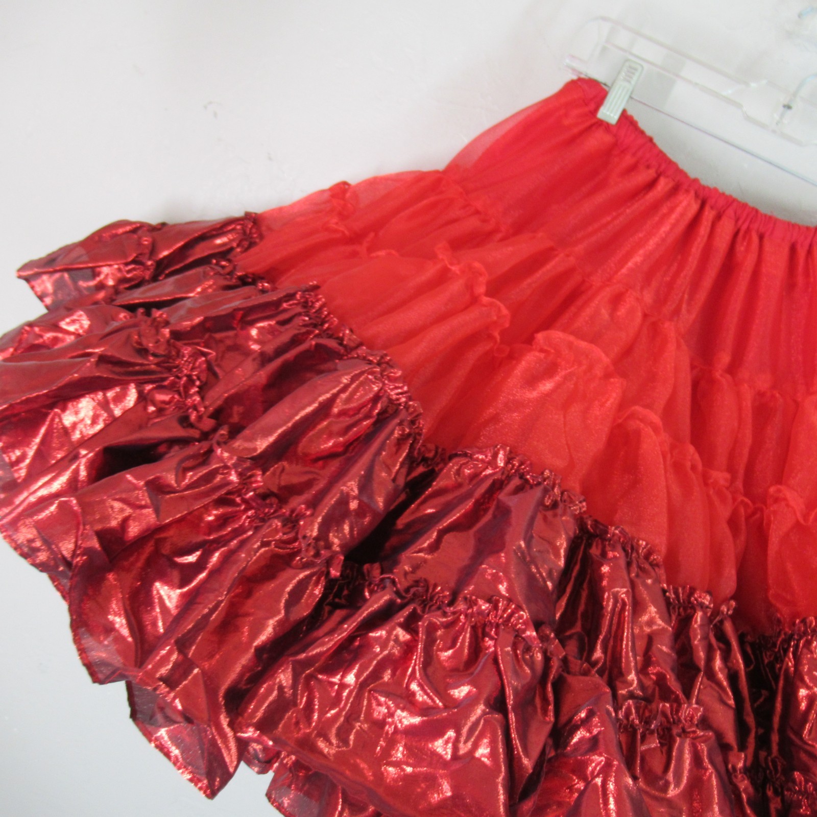Square Dance Apparel Petticoat M Metallic Red 5 Tier 2 Layer Ruffles