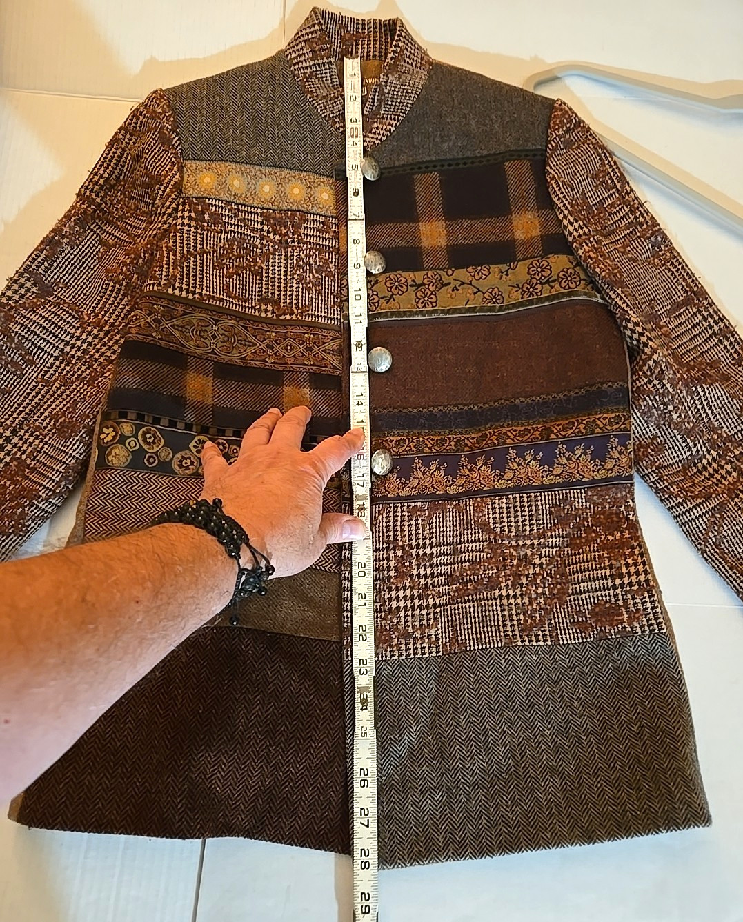 La Bonne Renommee Wool Patchwork Jacket Paris Size 40 Euro Eclectic Vintage