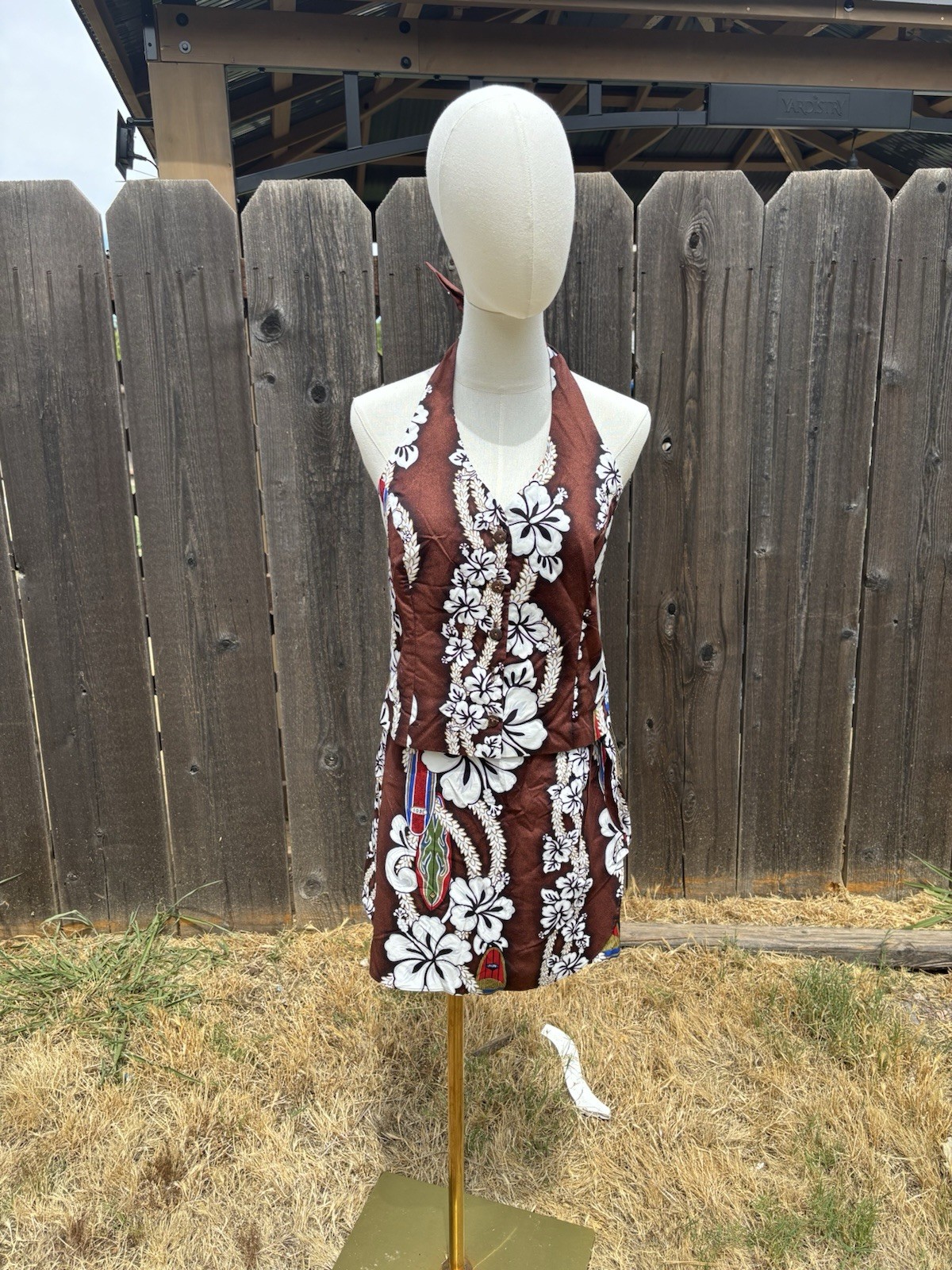 Vtg 80’s/90’s Volup NWT Hilo Hattie 2 Piece Hawaiian Set Halter And Skort