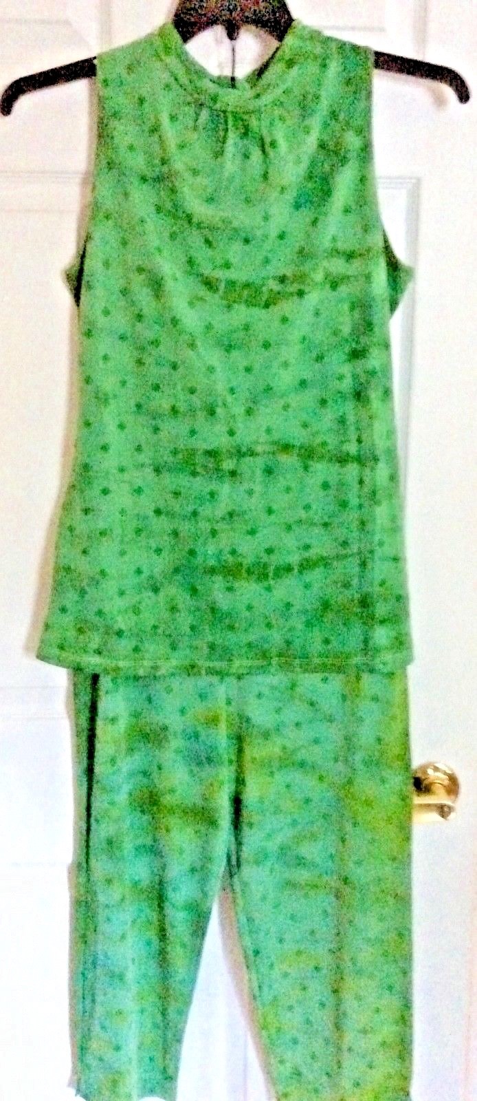 New Capri Set MISS D RIO RFROM BRAZIL HIGH QUALITY FABRIC GREEN SZ PP SLEEVELES
