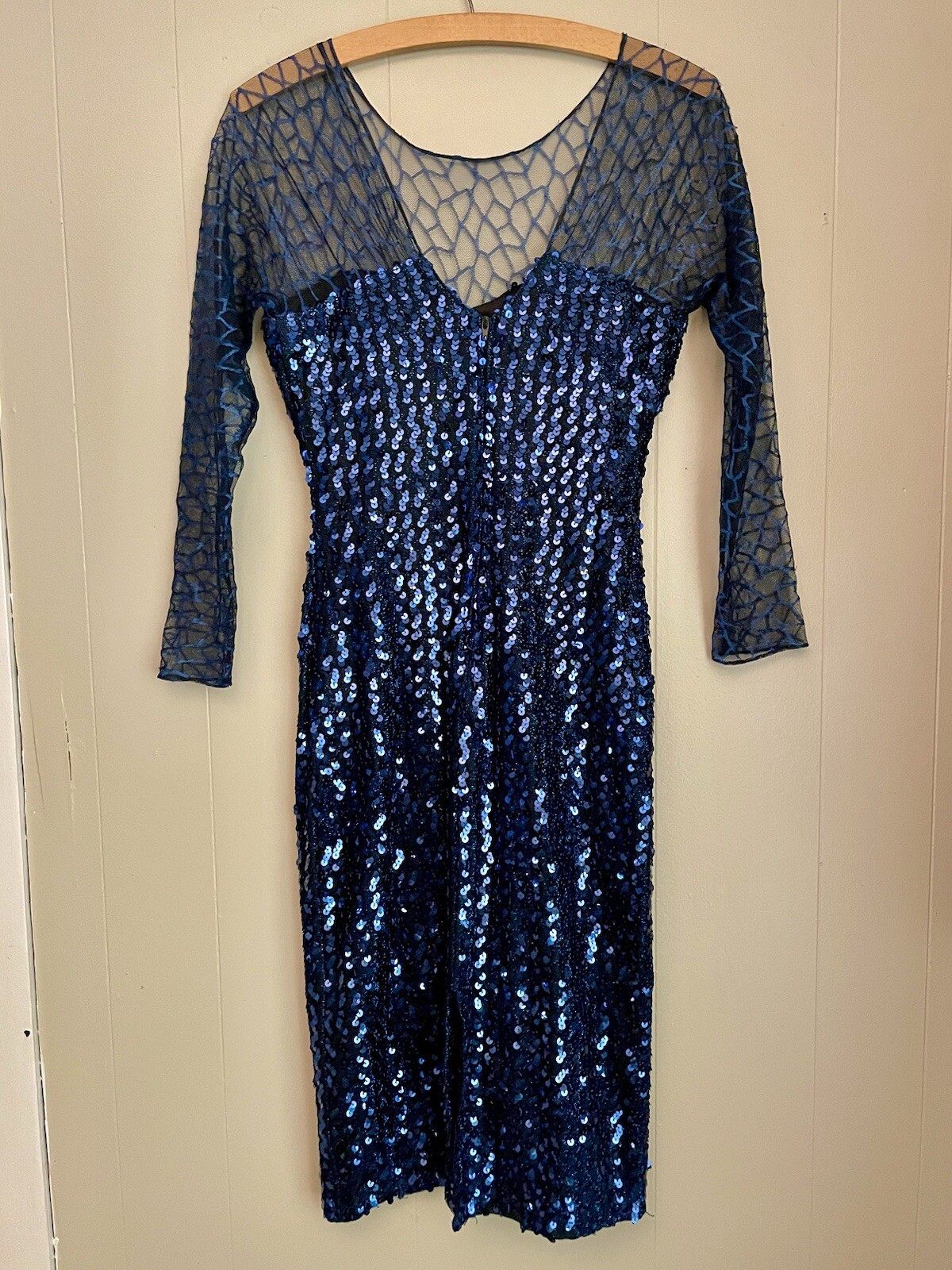 VTG 70’s New Leaf Samir Sequin Wiggle Dress Old Hollywood Cabaret Glam Sparkly