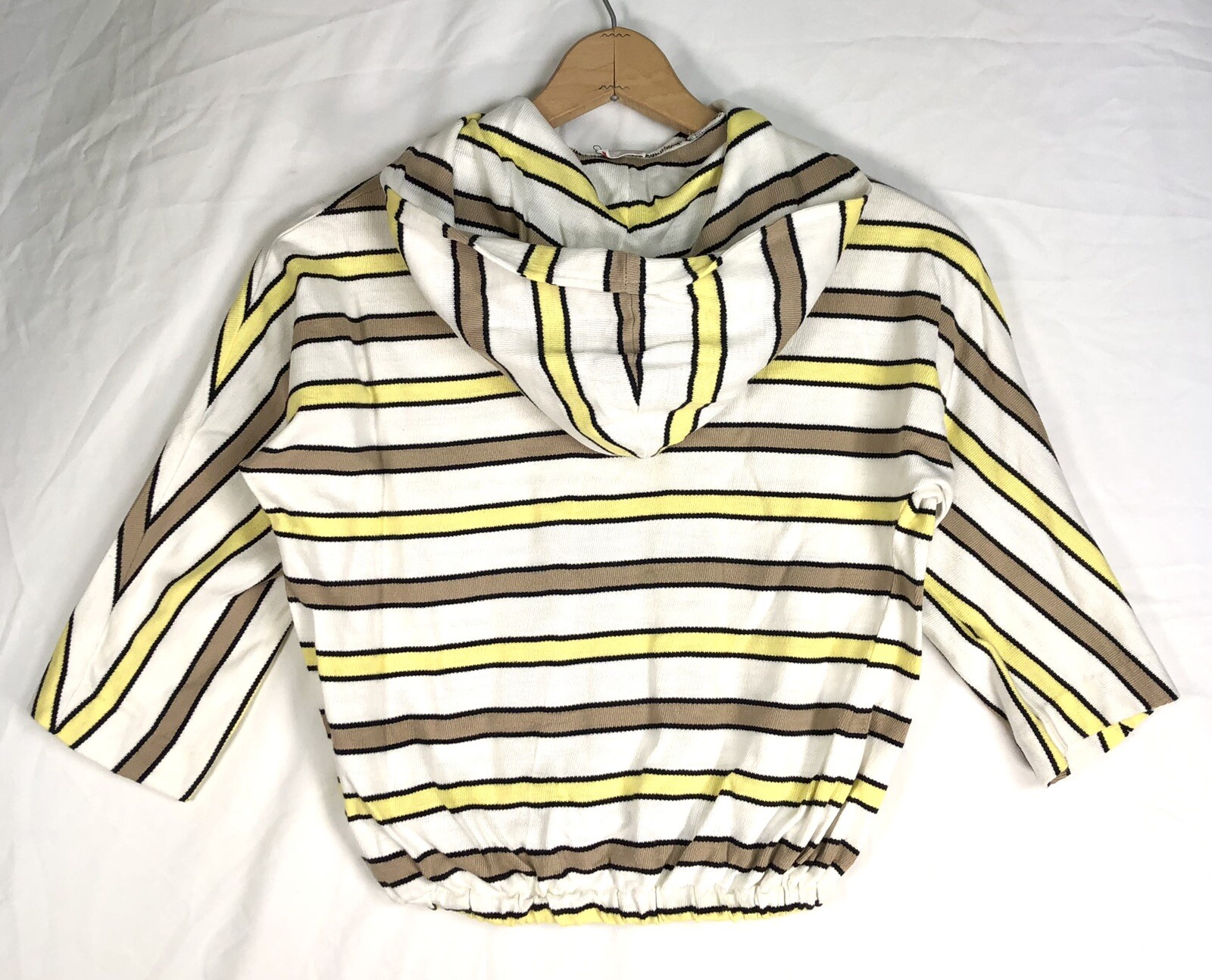VINTAGE Hoodie Beach Cover Up KNITMASTER 60s Womens Small Terry Cloth Stripe J23