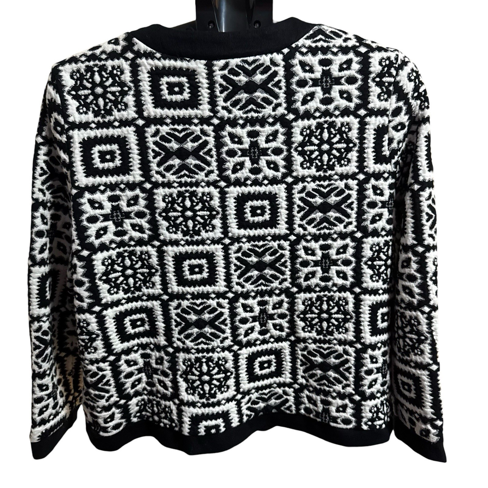 Vintage Stuart Alan Womens Jacket Cardigan Size 14 Black White Textured