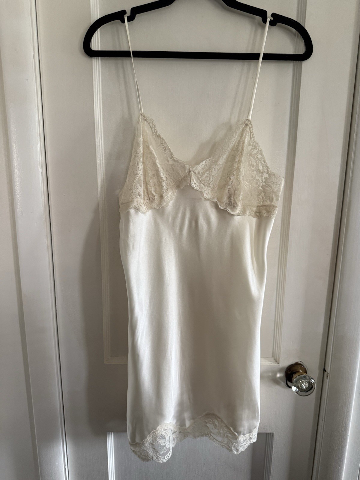 Vtg 90s Y2k Cacique Ivory 100% Silk Lace NWT Cottagecore Slip Dress Camisole