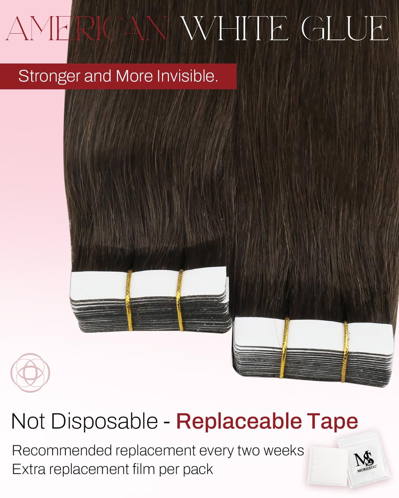Moresoo 18&Prime; Dark Brown Seamless Remy Tape in Human Hair Extensions