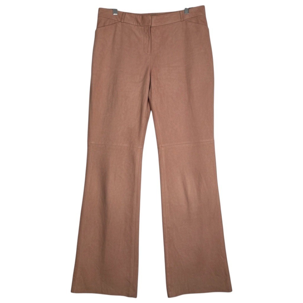 Vintage Express Editor Suede Pants 10 Blush Pink Y2K Wide Leg Quiet Luxury