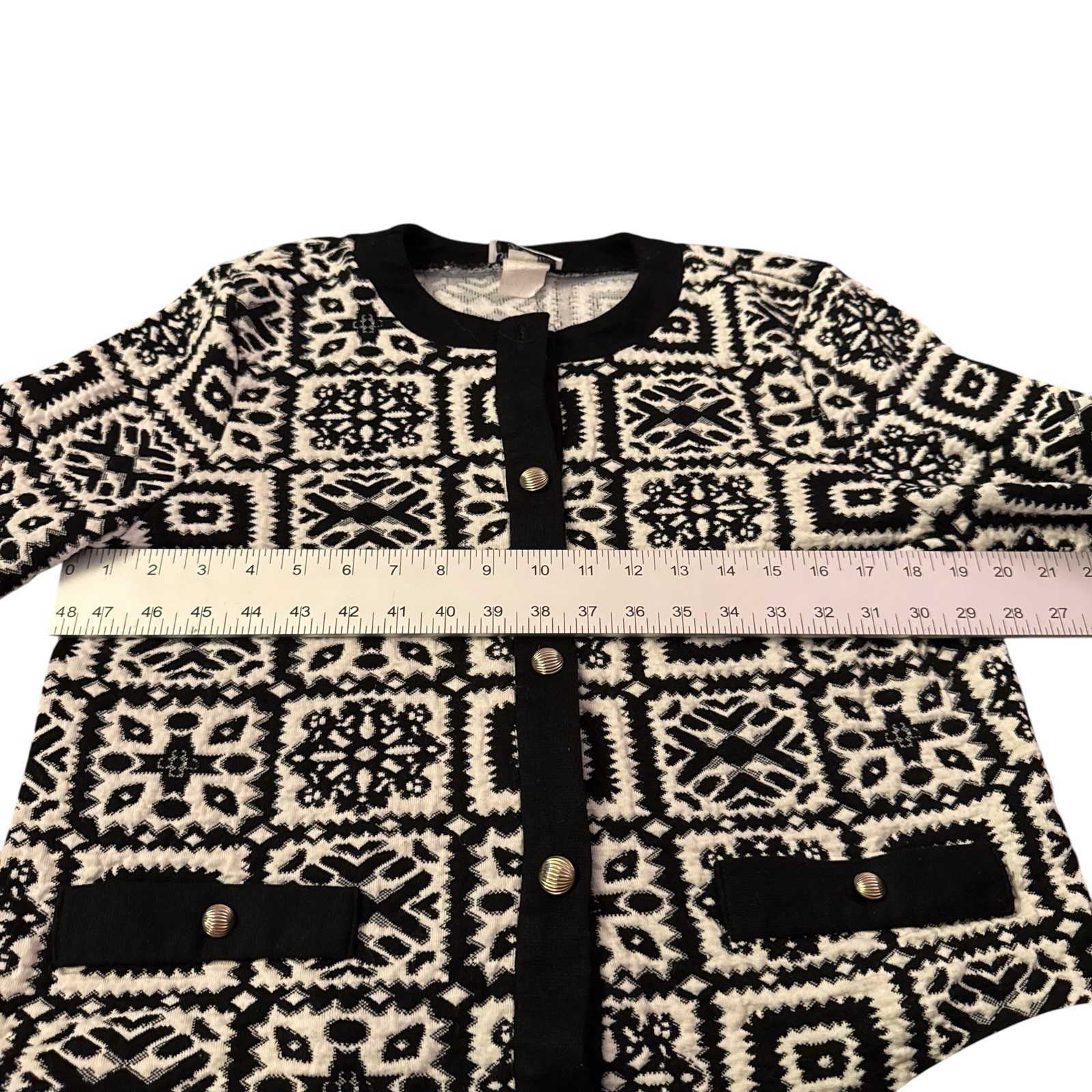 Vintage Stuart Alan Womens Jacket Cardigan Size 14 Black White Textured